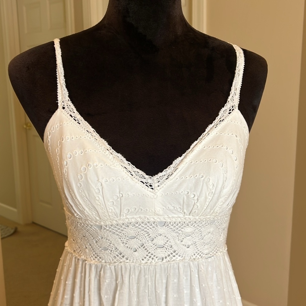 BCBGMAXAZRIA White Eyelet Boho Maxi Dress - Picture 2 of 13